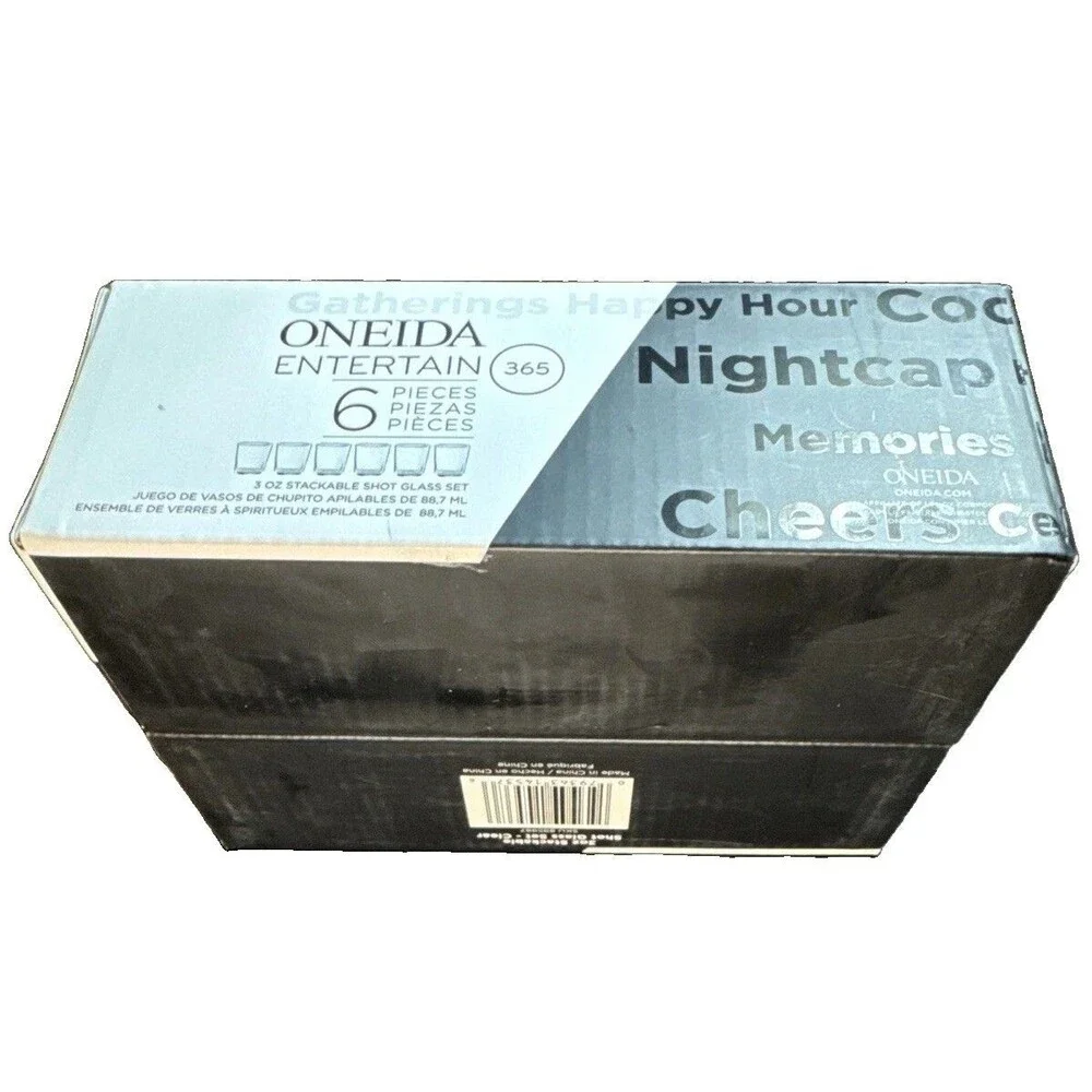 Oneida- Entertain 365- Set Of 6 Stackable Shot Glasses- 3oz. - New In Box